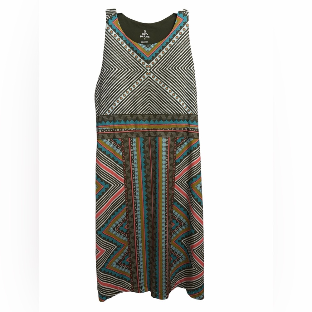 Prana Green and Blue Geometric Mini Dress
